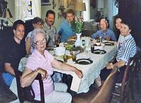 Family Gathering Front, Mary Ann Kuepper, Left, John R. Schmitt, Kay Schmitt, Dennis Magures, Jim M. Schmitt, Alfred Kuepper, Debbie Schmitt Magures, Virginia McGrane - in Burlington, IA.